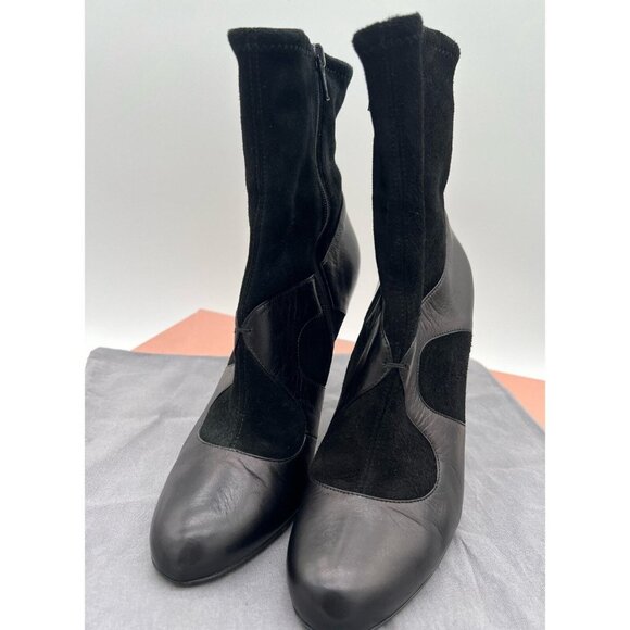 Miu Miu Boots Heels EU 37 Black Leather Ankle Boots Booties Gothic Witchy box - Picture 8 of 11